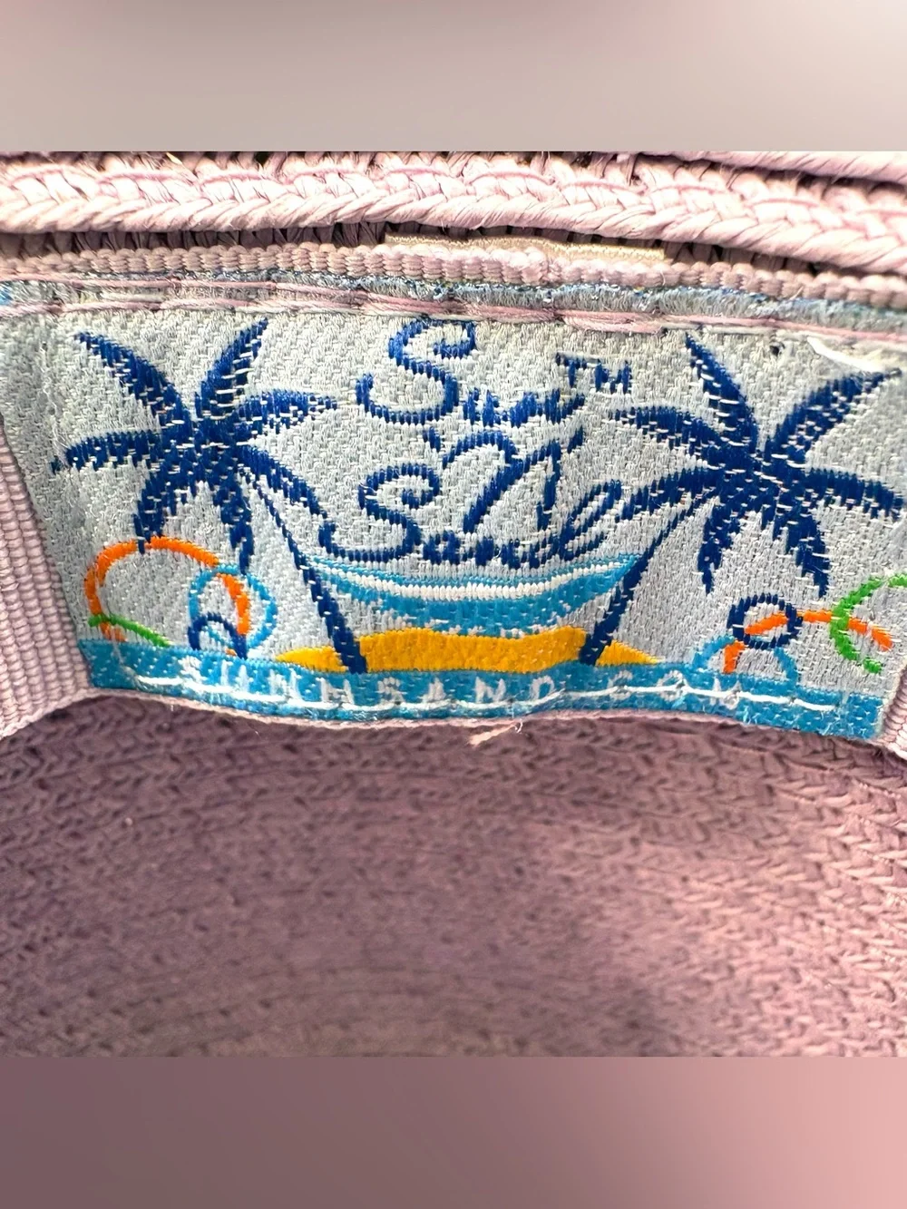Sun N Sand Floppy Wide Brim Sun Hat Woven Beach Garden Boho Lavender.